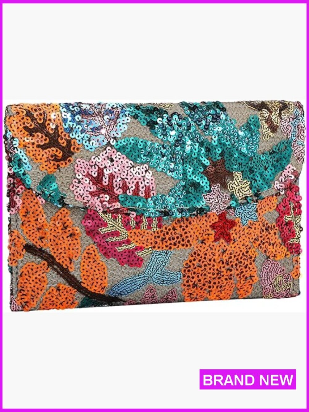 Beaded Floral Clutch Embroidered Evening Purse Meticulous Sequined Handbag